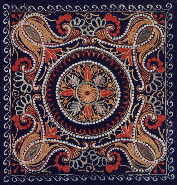 The rug is embroidered with silk. Served for the next two shots.